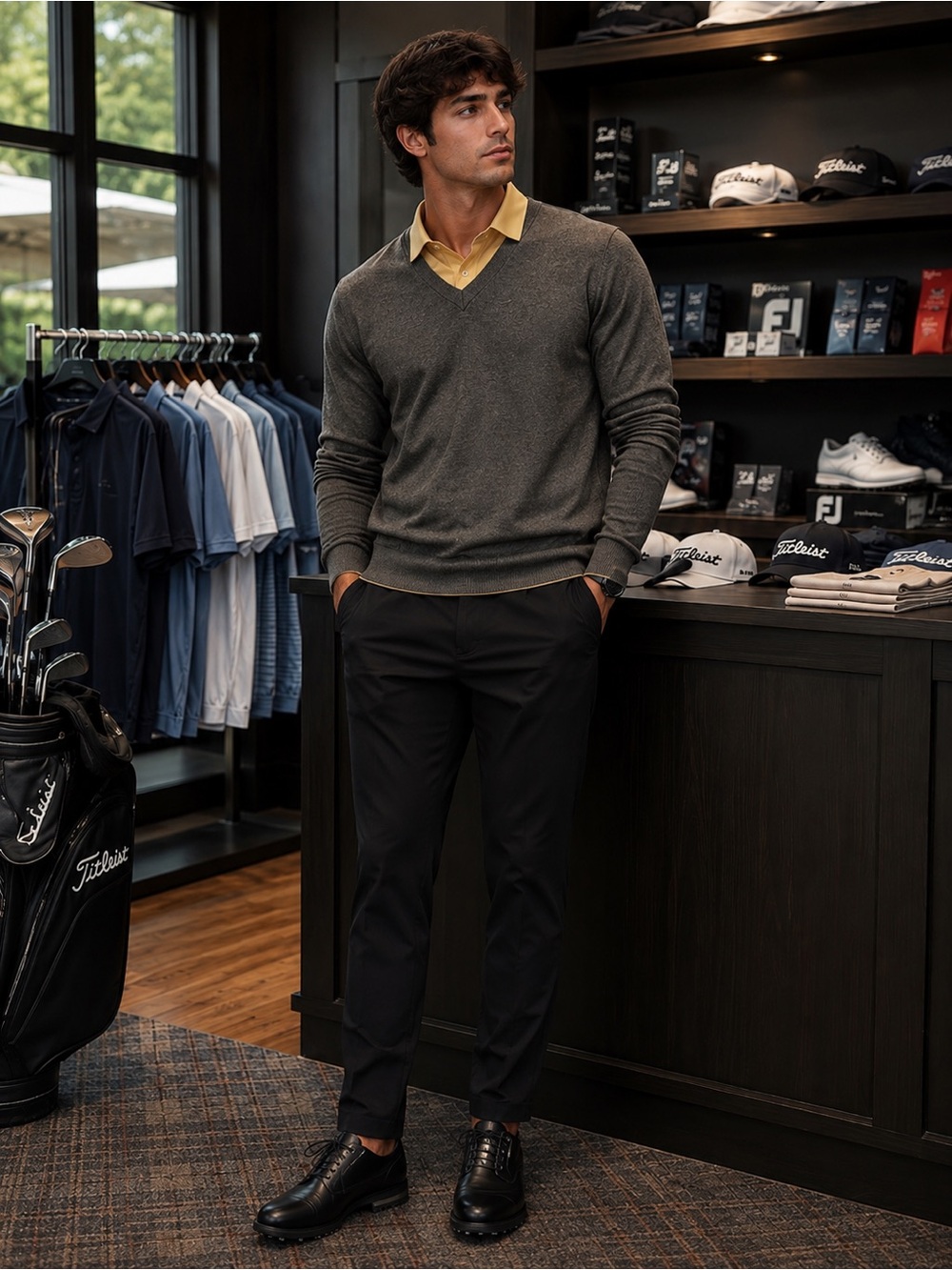 Cutter & Buck Men’s Gray V-Neck Golf Sweater Lg Lightweight Business Casual